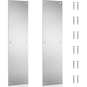 2 Pcs Push Door Plate 16x4 Stainless Steel Door Push Plate Door Kick Plate,Brushed Doorplate Door Proection Metal Plate with 12 Screws for Door Interior Exterior Scratch Resistant Accessories
