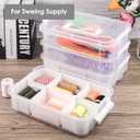 CraftGenes Craft Organizers and Storage, 10QT 4-Layer Durable Sewing Organizer for Sewing Supplies with 2 Removable Trays, DIY Kit Container for Seasonal Decor, Tool, Scrapbook and Art Supplies