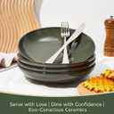 Pasta Bowls Set of 4, Reactive Glaze Salad Bowl 30 oz, Microwave & Dishwasher Safe, Large Wide Serving Bowls for Fruit/Soup/Noodle/Dessert, Blackish Green