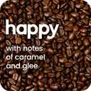 happy instant coffee, medium roast with notes of caramel and glee, 8 packets, single serve, use for hot or iced coffee, sustainably sourced