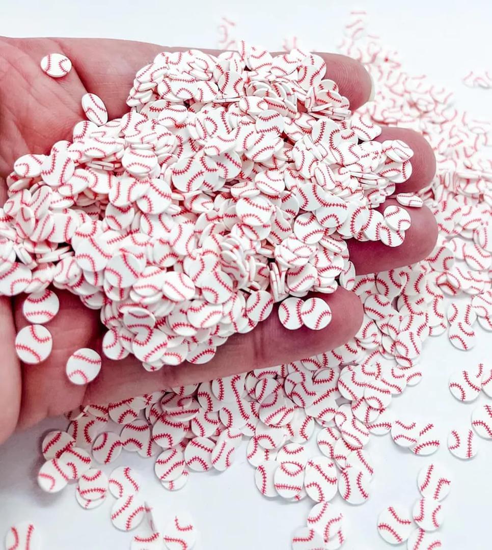 10 gram Baseball Clay 5mm Slices, Plain Baseball Base Ball Sports Mom Love Polymer Clay, Baseball Slime, Nail Art Faux Craft, Baseball Sprinkle