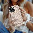 for iPhone 15 Pro Case Cute Wireless Charging Compatible Dual-Layer Shockproof Protection with Stylish Wildflower Design Protective Cover for Women - Beige Botanical Floral