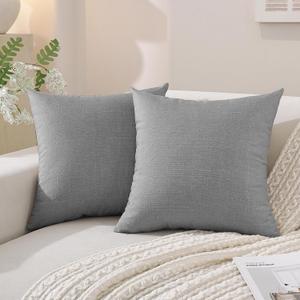 SYSLOON Linen Throw Pillow Covers Set of 2,16x16 Pillow Covers,Dark Gray | Set of 2, Soft Faux Linen, Boho Home Decor, Couch & Sofa Accent, Bedroom & Living Room,Farmhouse Cushion Cases