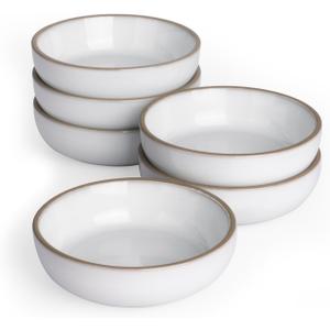 famiware Nature Ceramic Soy Sauce Dish, Dipping Bowls Set of 6, 3 oz Dipping Sauce Bowls/Dishes/Cups/Plates, Small Serving Bowls for Side Dishes, Condiments, Sushi, Appetizer, Dessert, Snowy White