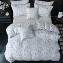 King Size Floral Comforter Set 3 Pieces Soft Chic Garden Style Blue Print Lightweight Botanical Flower Comforter Set for All Seasons 1 Comforter and 2 Pillowcases