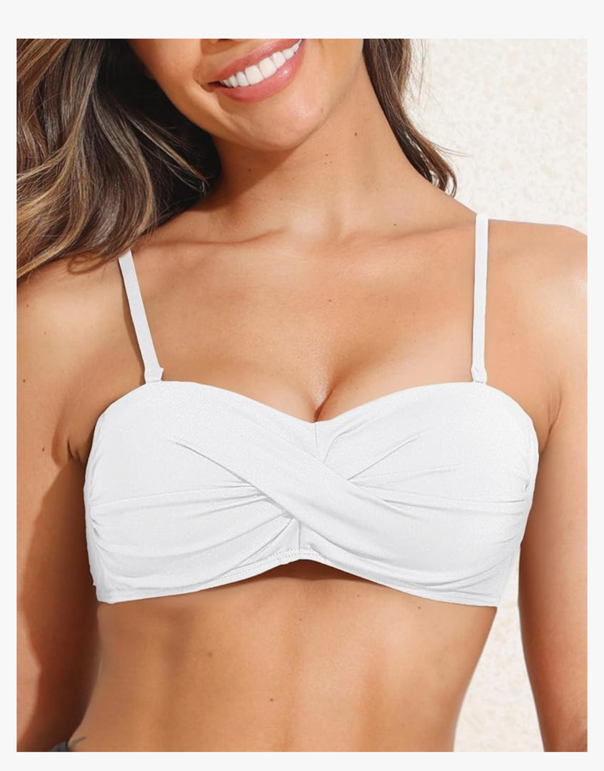 Tempt Me Women Twist Bandeau Bikini Top Strapless Swimsuit Top Only Size L