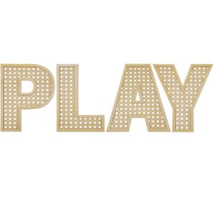 Playroom Decor Rattan Letters Set 12 x 15 Boho Wall Signs for Bedroom Large Wooden Rattan Letters for Toddler Girls Boys Playroom Art Nursery Room Decorations(Play)