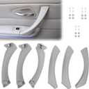 Grey Interior Door Handle Set, Fits for BMW 3 Series E90/E91/E92/E93,Fits for BMW 328i 335i 323 325 330 2006-2012,51417230851, 51419150337,Inner Door Pull Panel Handle, Interior Trim Armrest (Gray)