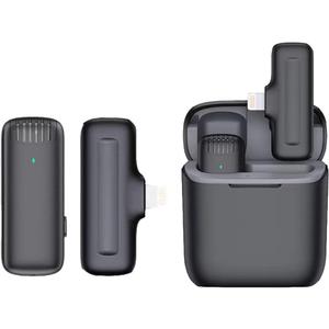 Wireless Lavalier Microphone Compatible with iPhone iPad, Phone Lapel Mic for YouTube Video Recording Interview Tiktok Vlog Live Streaming, 3 Levels Noise Reduction, Plug-in