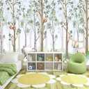 Nursery Animals Forest Wallpaper Mural for Kids Room Bedroom | 170"x110" Not Peel and Stick