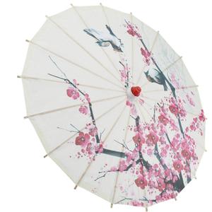 Omabeta Pretty Classical Handmade Oil Paper Umbrella with Wooden Handle,Exquisite DIY Chinese Classical Plum Blossom Handmade Umbrella for Dancing Props Cosplay Photography