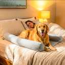 DenMate - On-Bed Dog Bed for Medium/Large Dogs (26x40), Stabilizing 100% Cotton Bolsters for Night Movement, Improves Comfort & Sleep for Dogs & Owners, Machine Washable Pet Mattress (Grey)