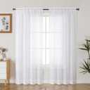 Gwine Sheer Curtains 2 Panels Set for Living Room, Rod Pocket Voile Bedroom Curtains, White Light Filtering Solid Window Sheer Panels, Each 42" Wx78 L