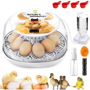 Egg Incubator with Automatic Egg Turning Control, Incubators for Hatching Eggs, Chicken, Ducks, Goose, Pigeon, Quail, Parrot Incubator for Farm, Lab, Science Classroom, Home (White)
