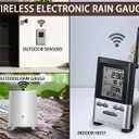 Wireless Rain Gauge Outdoor with Thermometer, Digital Rain Gauges Outdoors Best Rated with Self-Emptying & Freeze Proof, Accurate Remote Rain Measure Gauge, Automatic Outside Rain Gauge for Yard