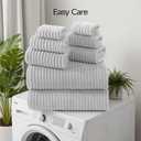 REDKISS Gray Bath Towels Set 8 Piece - Microfiber Bathroom Towels of 8 Large, Highly Absorbent Bath Towel, Soft Shower Towel for Bathroom, Hotel 2 Bath Sheet 2 Hand 2 Washcloths 2 Hair Towel Wrap