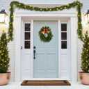 Flysich 9FT Pine Garland with Lights, Norfolk Soft Artificial Greenery Garland for Mantle Fireplace Wall Home Holiday Table Centerpiece Staircase Indoor Outdoor Decor on Christmas Holiday Party