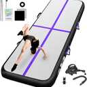 Inflatable Gymnastics Mat  Air Tumbling Track Mats Thick for Home Use/Training/Cheerleading/Yoga/Water with Pump (Black Purple) (10ft*3.3ft*4inch(3m*1m*10cm))