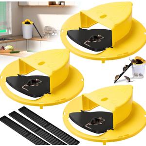 Mouse Traps Bucket Flip Lid,5 Gallon Bucket Mouse Trap, Auto Reset & Slide Bucket Lid Mouse Rat Trap, Multi Catch and Release Humane Lid Mice Traps for Indoor Outdoor 3 Pack