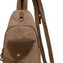 Canvas Sling Bag Crossbody Backpack Shoulder Casual Rucksack for Men Women,Brown