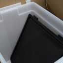 IRIS USA Airtight Dog Food Storage Container, WeatherPro, Up to 50 lbs, Removable Wheels, for Dog Cat Bird and Other Pet Food Storage Bin, Keep Fresh, Translucent Body, Made in USA, Clear/Black