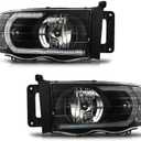 G-PLUS LED Headlights Compatible with Dodge Ram 1500 2002-2005,Fit Dodge Ram 2500 3500 2003-2005 Headlamps Clear Lens Black Housing Clear Reflector Left & Right,faros delanteros Assembly