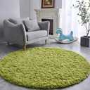 FJZFING Grass Green Round Rug UltraSoft Plush Modern 6x6 Circle Area Rug for Kid's Bedroom, Fluffy Shag Circular Rug for Nursery Room, Cute Grass Green Carpet for Teen's Room