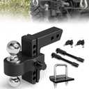 Adjustable Trailer Hitch Mount with 2" and 2-5/16" Ball, Fit 2" Receivers, 6" Drop/Rise, 12,500LBS Aluminum Heavy Duty Trailer Hitch for Trucks 1 Hitch Tightener 2 Locking Hitch Pin