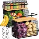 Magnetic Shelf for Refrigerator with Wood Lid, Fruit Potato & Onion Storage Bins, Pantry Organizers & Storage, Large Container Magnetic Spice Rack for Refrigerator, Kitchen Counter, Cabinet