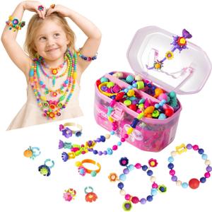 BIRANCO. Pop Beads, Jewelry Making Kit - Arts and Crafts for Girls 3-7 Years Old, Snap Beads Toys - Necklace, Bracelet, Ring Creative DIY Set - 520 pcs (classic)