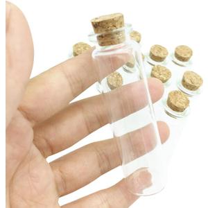 Mini Glass Bottles with Cork Stoppers, Small Jars with Cork Lids, Tiny Glass Bottles, DIY Wedding Wishing Bottle Message Vial for Sand Art Crafts Home Party Decorations 20ML Pack of 5