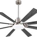 72 Large Ceiling Fans, Ceiling Fan with Remote Control and Wall Switch, 6-Speed Reversible Silent DC Motor, Dual Finish 8 Blades, Indoor/Outdoor Gray Contemporary Ceiling Fan for Living Room, Patio (Black)