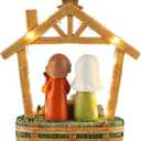 6.3" Nativity Scene with Lights - Hand Painted Nativity Sets Resin Figure, First Christmas Story Decoration Holy Family Manger Little People Nativity Set for Indoor Mantle Shelf Tabletop