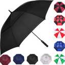 MRTLLOA Automatic Open Golf Umbrella, Extra-Large Oversized Double Canopy Vented Windproof Waterproof Stick Rain Golf Umbrellas for Men and Women (Black, 68 inch)