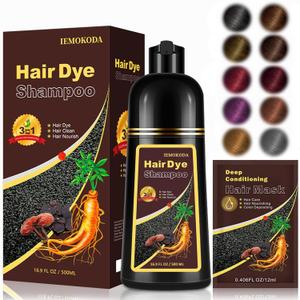 Light Brown Hair Dye Shampoo for Gray Hair - 3-in-1 Coloring & Conditioning Treatment, Natural Shampoo Dye Hair Color for Women & Men, Gentle Covers Gray Hair in Minutes, Champu Para Canas, 500ml