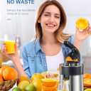 Electric Citrus Juicer Squeezer, Orange Juicer with Two Interchangeable Cones, Suitable for orange, lemon and Grapefruit, Brushed Stainless Steel, Easy to Clean and Use (Black+Silver)
