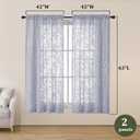 OVZME Light Grey Sheer Curtains 63 inches Long 2 Panels for Living Room, Jacquard Clip Leaf Pattern Textured Light Filtering Window Semi Sheer Voile Drapes for Bedroom, Each Panel 42 x 63 Inch