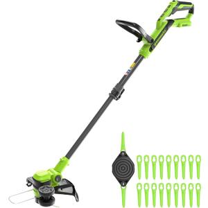 Greenworks 24V 12" Cordless String Trimmer/Weed Wacker + Edger (Includes 20 Blades), Battery and Charger Not Included (Deluxe (Tool Only))