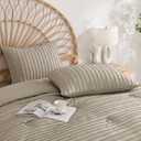 JELLYMONI Pillowcases King Size Khaki 2 Pack Boho Striped Bed Pillow Covers 20x36in Polyester Envelope Pillow Shams Tufted Bohemian Textured (Pillows are not Included)