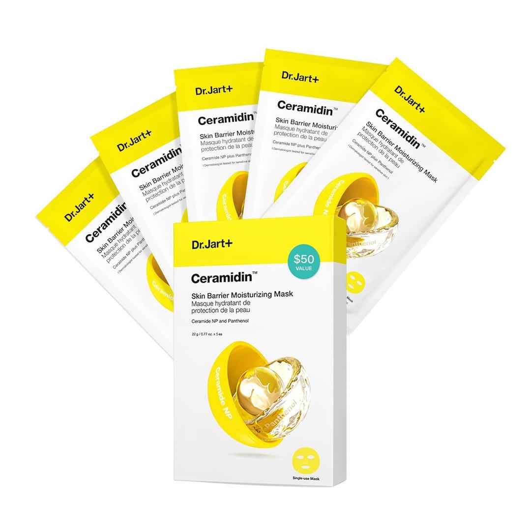 Dr.Jart+ Ceramidin Skin Barrier Moisturizing Korean Face Mask | Sheet Mask | Korean Skin Care 5pcs