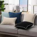 decorUhome Chenille Soft Cozy Throw Pillow Covers 12x20 Set of 2, Modern Farmhouse Boho Velvet Decorative Pillow Cases with Stitched Edge for Couch Sofa Bed Home Decor, Poseidon