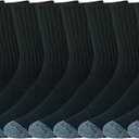 Amazon Essentials Men's Cotton Crew Athletic Socks with Cushioned Sole, 10 Pairs (8-12, Black)