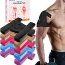 IEADEN Precut Kinesiology Tape for Shoulder, 10 Pcs - Shoulder Support & Stability, Shoulder Pain Relief Athletic Tape - Waterproof & Elastic, Breathable Hypoallergenic Latex-Free Tape, Black