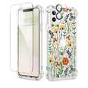 GVIEWIN for iPhone 11 Case Floral, with Screen Protector&Camera Lens Protector,[Non Yellowing] Soft Shockproof Clear Phone Protective Cover for Women, Flower Pattern Design 6.1"(Blooming Flowerets)