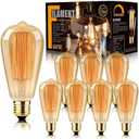 LUXON 8-Pack Edison Bulbs,Antique Vintage Style,Incandescent Light Bulb,Dimmable,Amber Warm 60W E26 Base for Wall Sconce Chandelier Retro Fixture