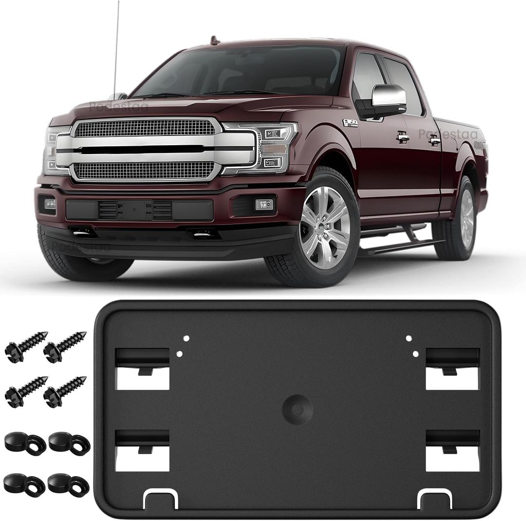 Replace for 2018 2019 2020 Ford F150 Front License Plate Bracket Frame Holder, 3.3L 5.0L Truck Bumper Plate Frame Mount JL3Z-17A385-AA & FO1068180