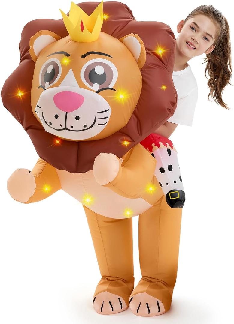 Kids Inflatable Costume Christmas Blow up Animal Costumes with LED Light Riding on Costume for Cosplay Girls Boys, One Size