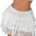 Women's Floral Lace Mini Skirt Y2k Low Waist Ruffle Hem Fairycore Layered Skirt L