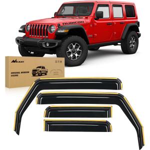 Nilight Window Visor Compatible with Jeep Wrangler JL/Gladiator 2018 2019 2020 2021 2022 2023 2024 2025 2026 Vent Window Deflectors,Rain Guards Acrylic-4pcs