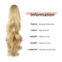 Ponytail Extension, 22" Long Claw Hair Extension Synthetic Curly Wavy Hairpieces Clip in Ponytail Wig Daily Fluffy Pony Tail for Women, 4.8 OZ, Blonde